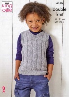 Knitting Pattern - King Cole 6155 - Simply Denim DK - Child's Sweater & Slipover